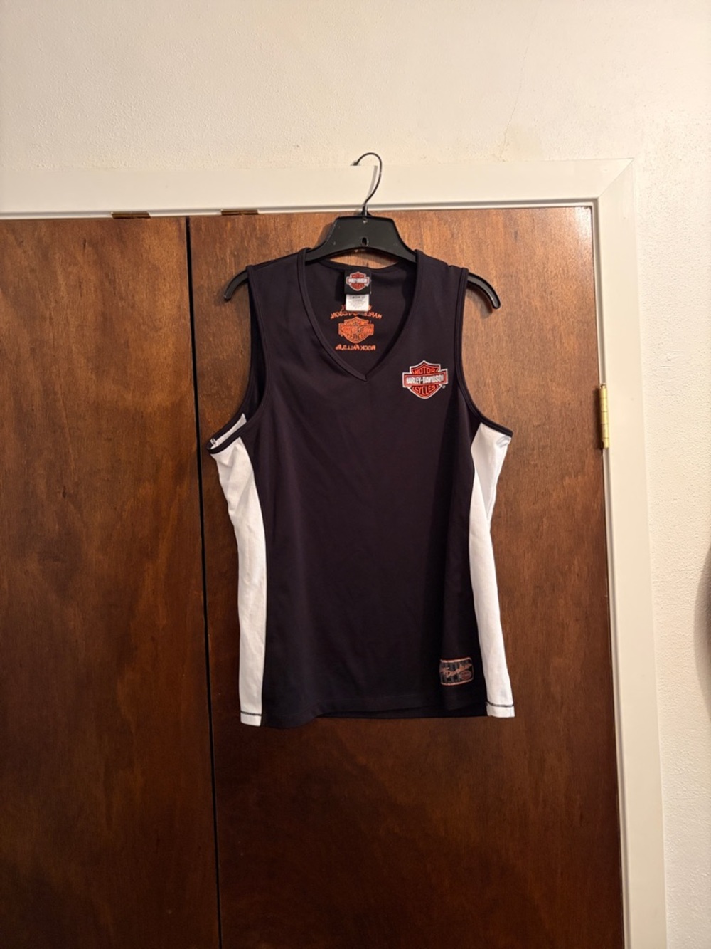 Harley-Davidson Black Sleeveless V-Neck Tank with White Side Panels